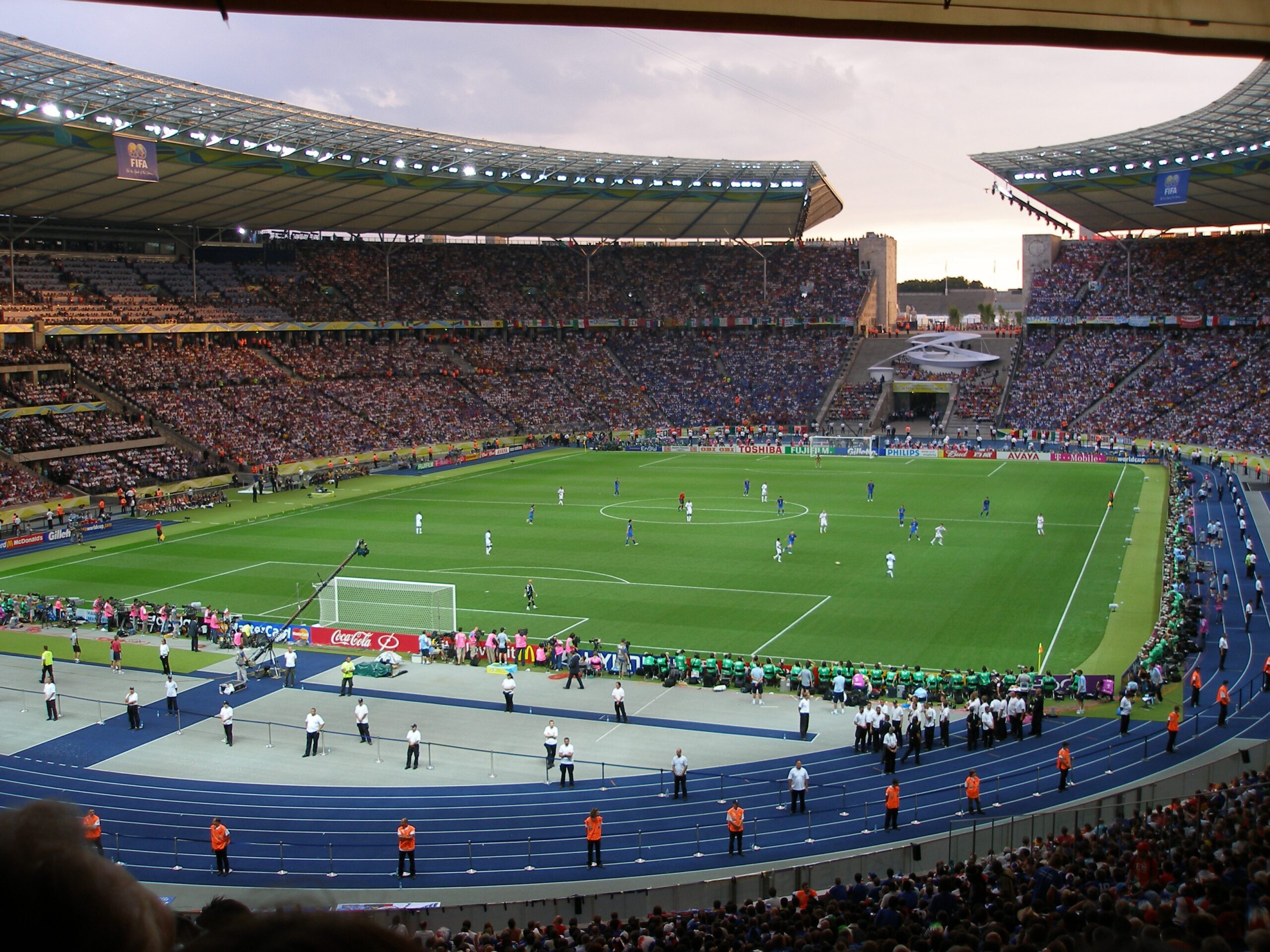 A full football stadium during a World Cup final match